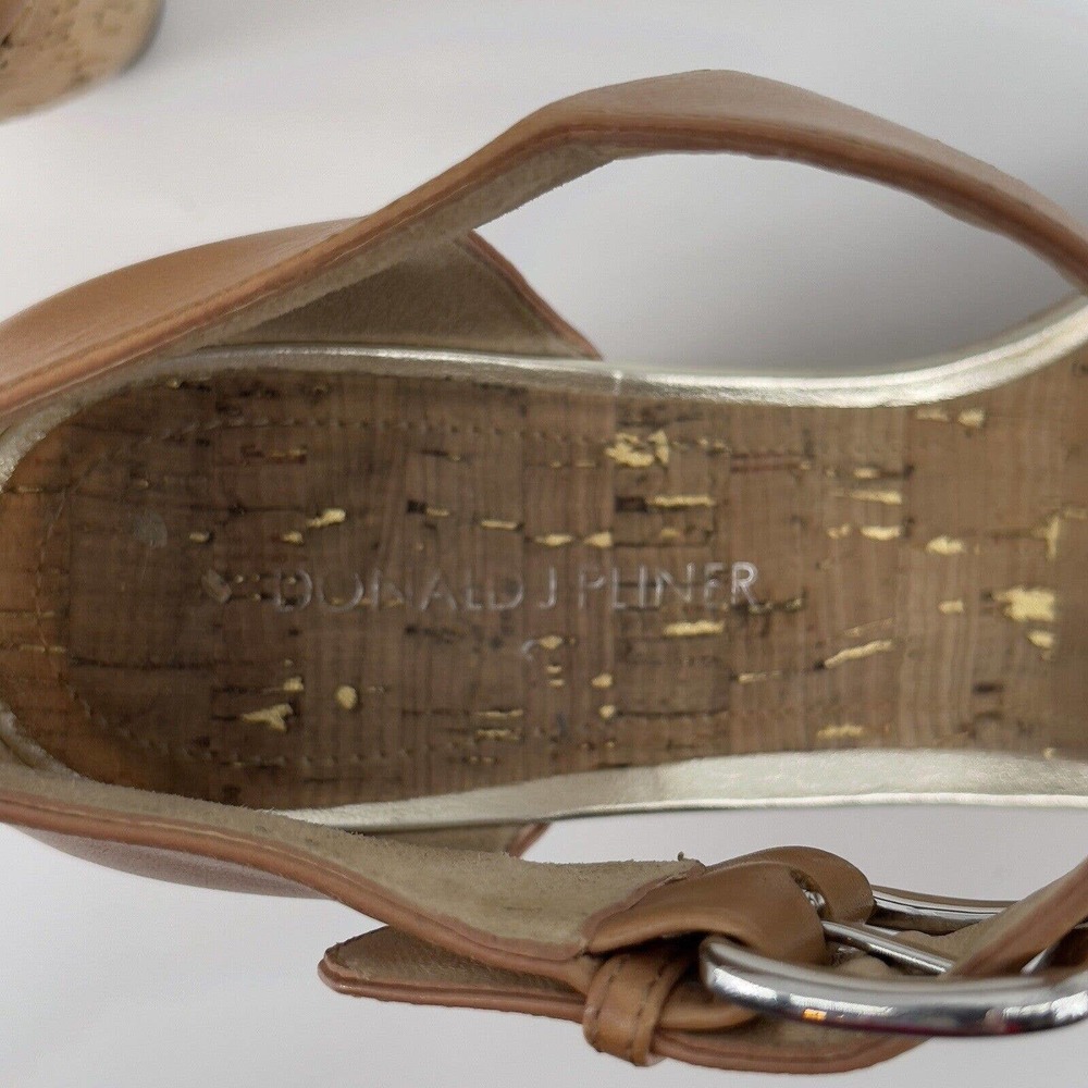 Donald Pliner Malibu Cork Wedge Gold Metallic Womens Shoes 8.5 Open Toe Summer - Picture 6 of 8